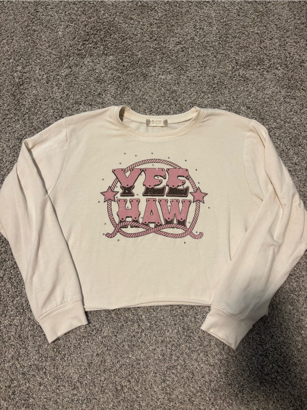 Altar’d State Women's Cream 'Yee Haw' Graphic Sweatshirt - Pink Print